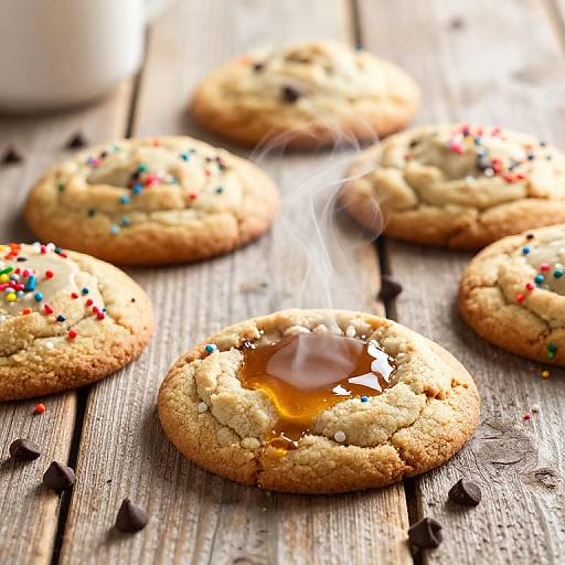 Fresh Crumbl Cookies on Rustic Table