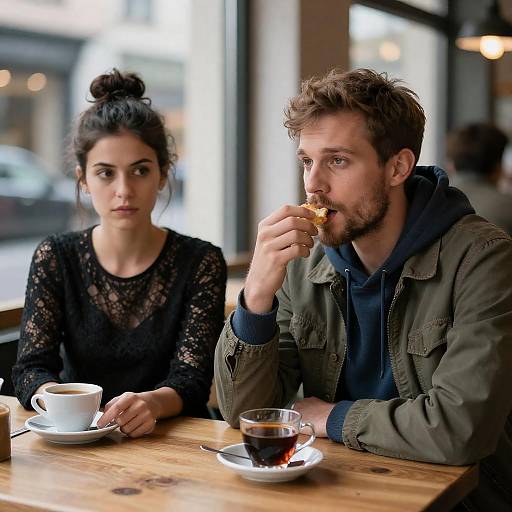 Candid Café Moment: Couple at Table