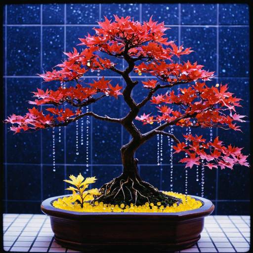 Photorealistic Tiled Bonsai and Wildflowers