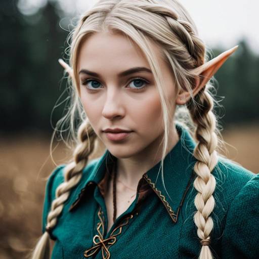 Young Woman in Elf Costume with Braided Blonde Hair