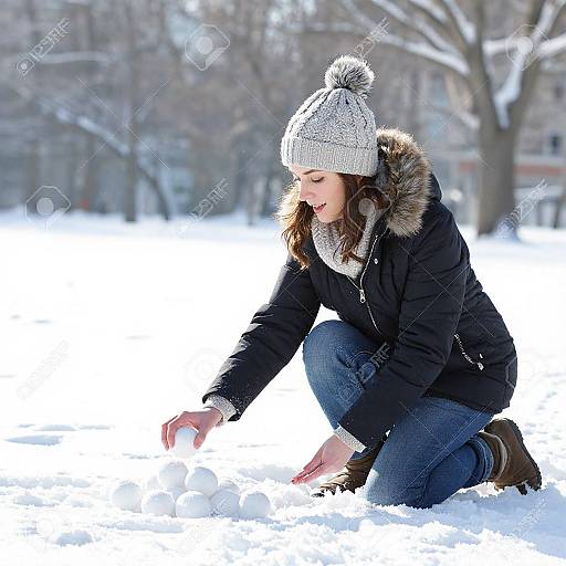 Woman Playing with Snow Balls
