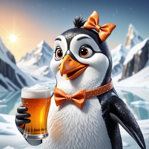 Playful Cartoon Penguin in Icy Landscape