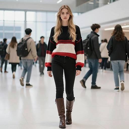 Fashionable Woman in Modern Indoor Space