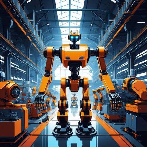 Futuristic Robot in High-Tech Factory Futuristic Robot in High-Tech Factory