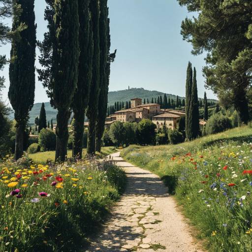 Tuscan Pathway with Wildflowers