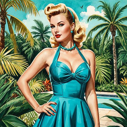 Retro Pin-Up in Tropical Garden