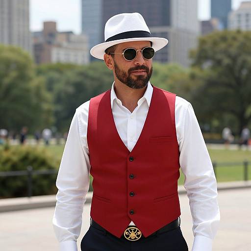 Confident Man in Stylish Urban Park