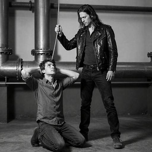 Intense Industrial Black-and-White Portrait