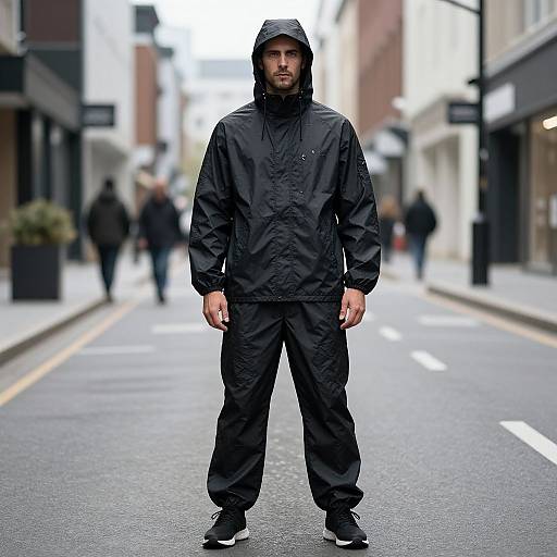 Man in Black Windbreaker Costume
