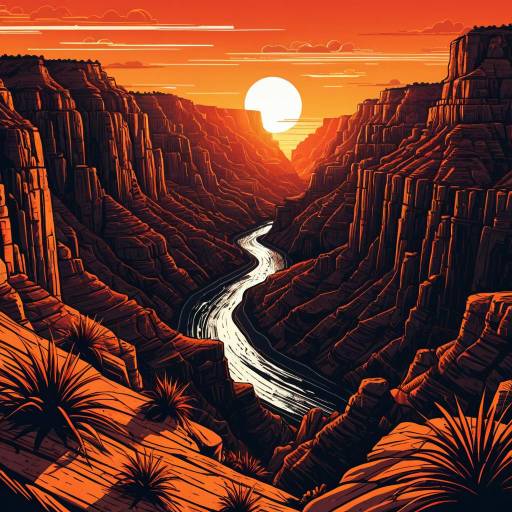 Surreal Paradisiacal Canyon at Sunset