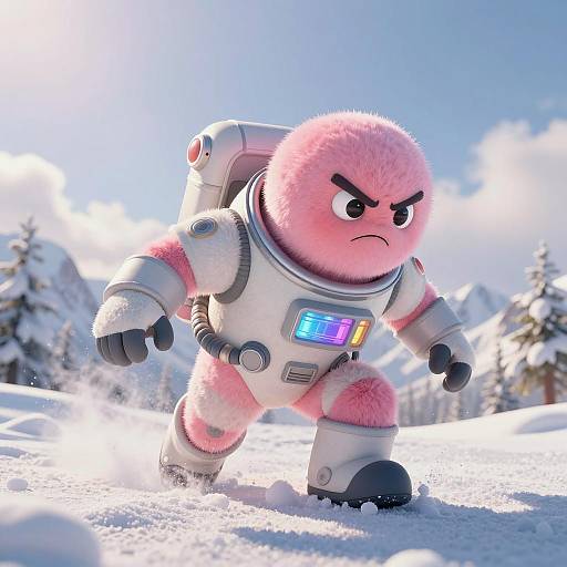 Playful Bubble Gum Trickster in Snow