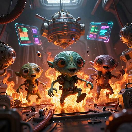 Cinematic CGI Alien Chaos Scene