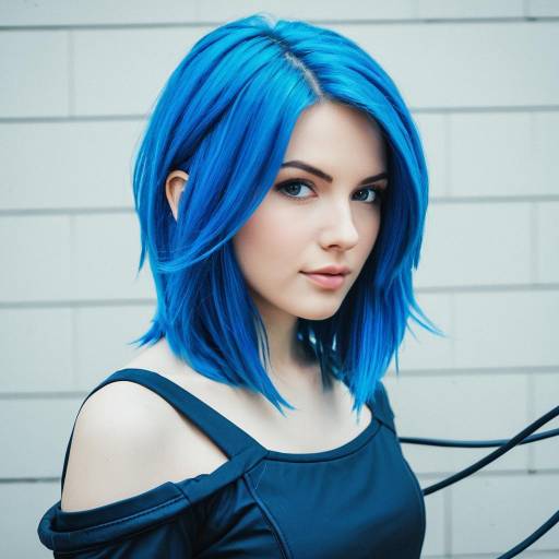 Vibrant Blue Hair Cosplay Costume Design
