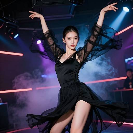Athletic Female Dancer in Modern Club