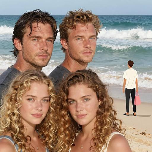 Headshots of Blonde Curls and Wet Hair by Ocean