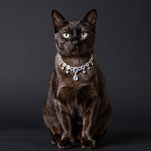 Australian Mist Cat with Diamond Necklace