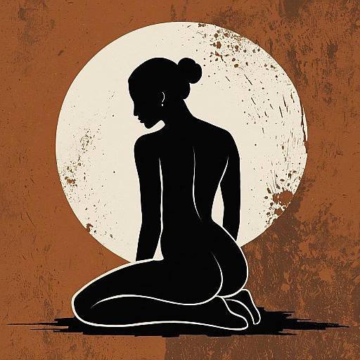 Minimalist Kneeling Silhouette Abstract Painting