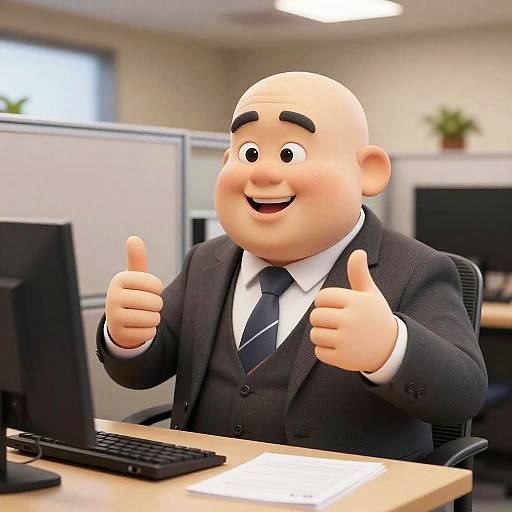 3D Cinematic Japanese Businessman Thumbs-Up