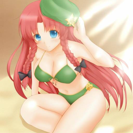 Hong Meiling at the Beach in Swimwear