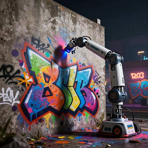 Robotic Graffiti Art at Night