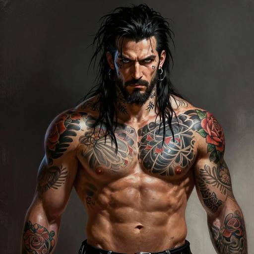 Detailed Punk Tattooed Digital Portrait