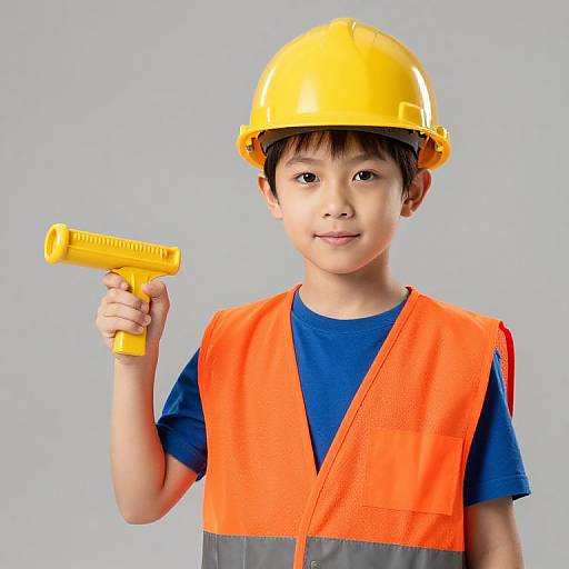 Boy in Safety Gear with Tool