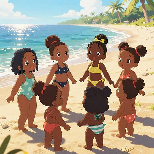 Cute Anime Girls Beach Day