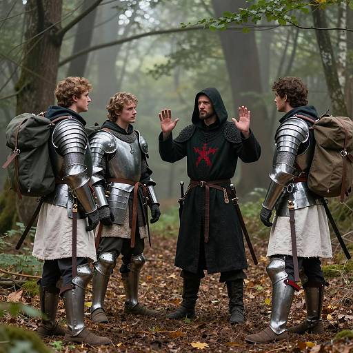 Medieval Knights Confrontation in Forest