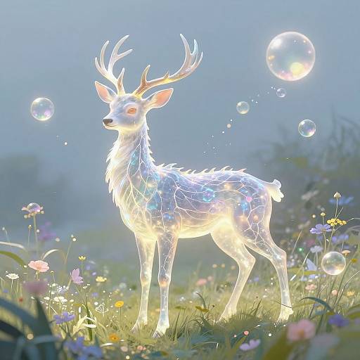 Dragon-Deer Hybrid in Enchanted Meadow