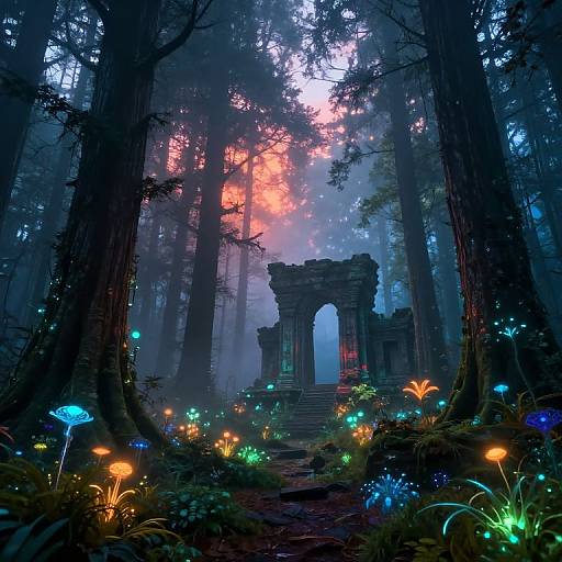 Surreal Mystical Forest at Dawn