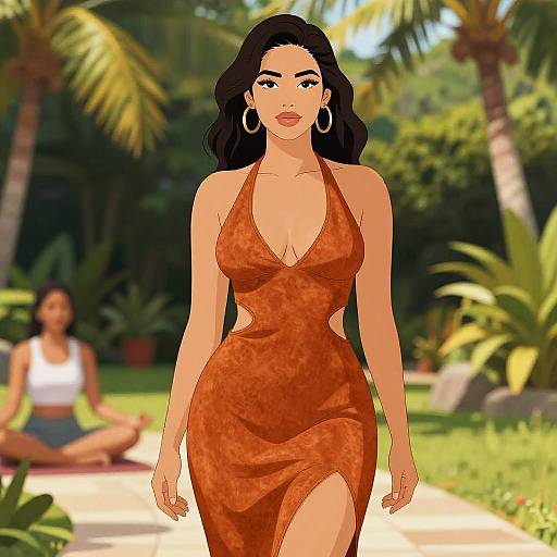 Pear-Shaped Woman in Bohemian Dress