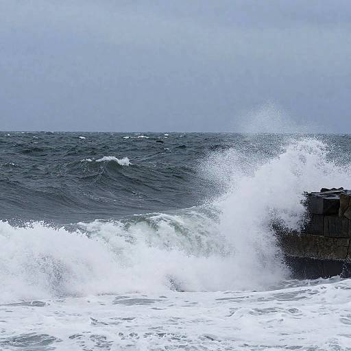 Dramatic Ocean Waves and Rocky Shoreline