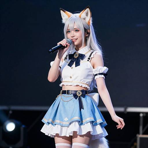 Female Fox-Eared Idol Singing on Stage