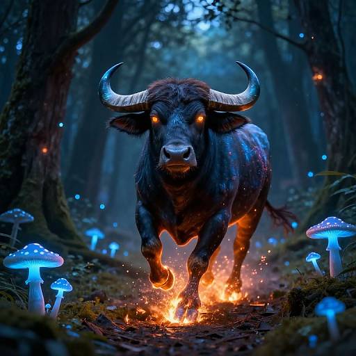 Spectral Buffalo in Mystical Forest