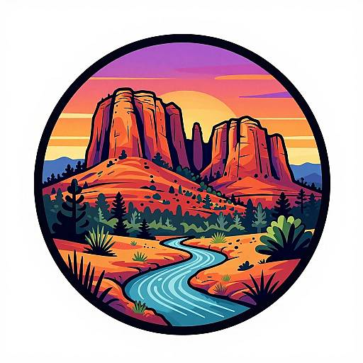 Retro Pixar Style Cathedral Rock Sticker