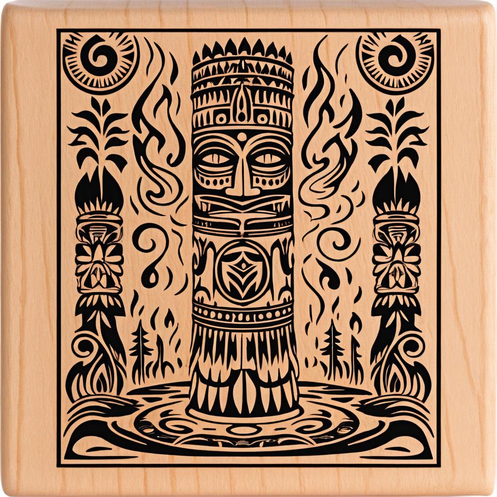 Native American Totem Pole Rubber Stamp