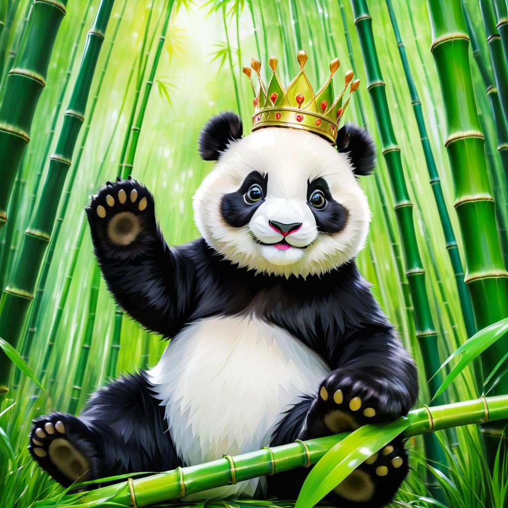 Whimsical Panda Portrait in Bamboo Grove