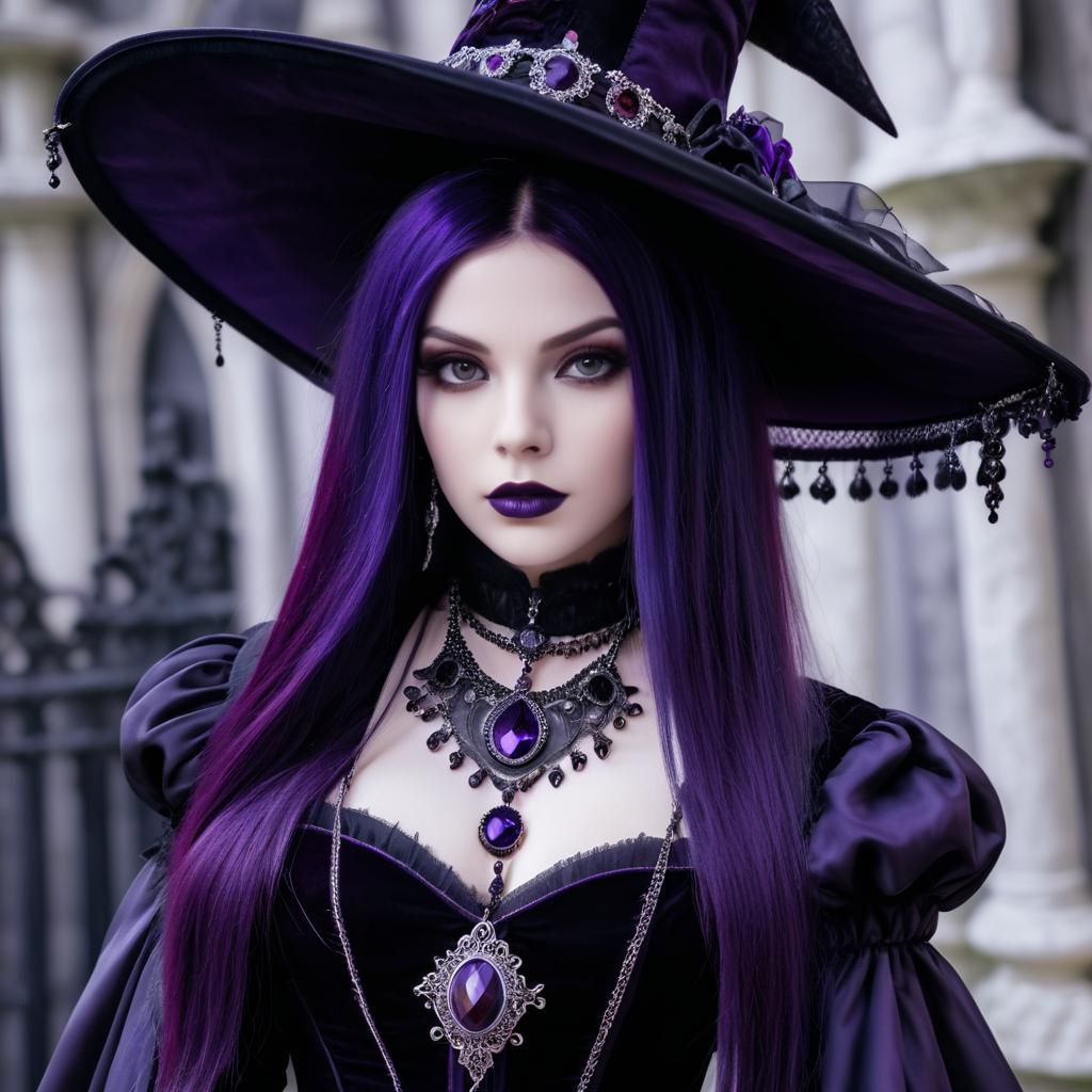 Elegant Gothic Vampire in Velvet Gown