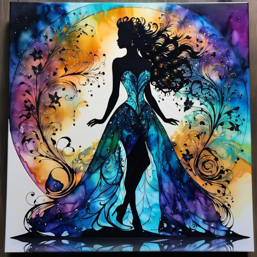 Ethereal Beings in Alcohol Ink Silhouette