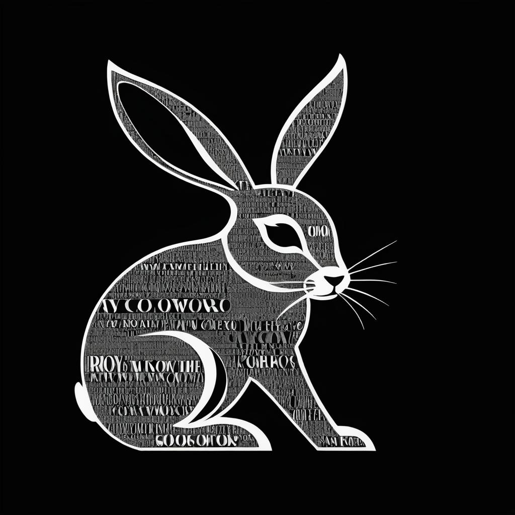 Minimalistic Rabbit Typography Art Design