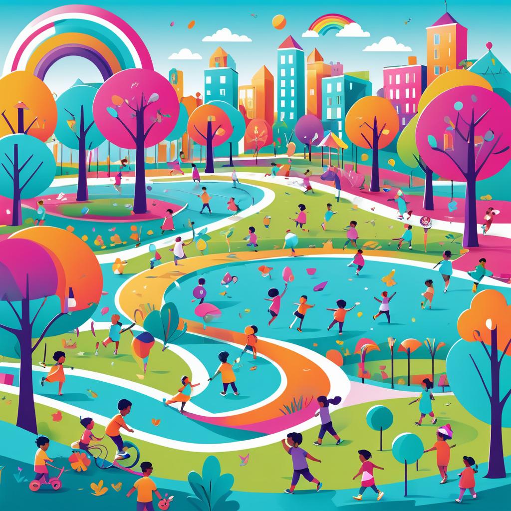 Vibrant Cartoon City Park Illustration