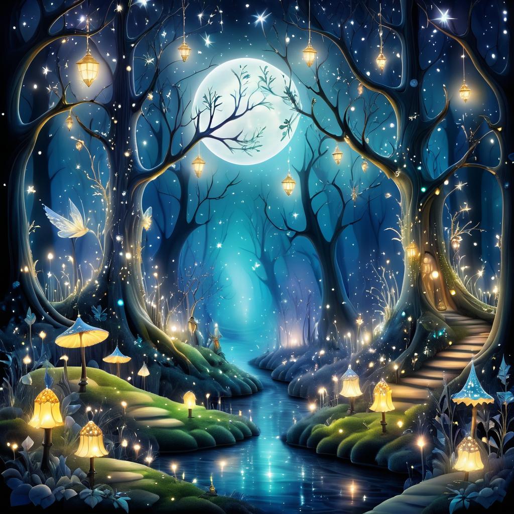 Enchanted Moonlit Forest of Fantasy