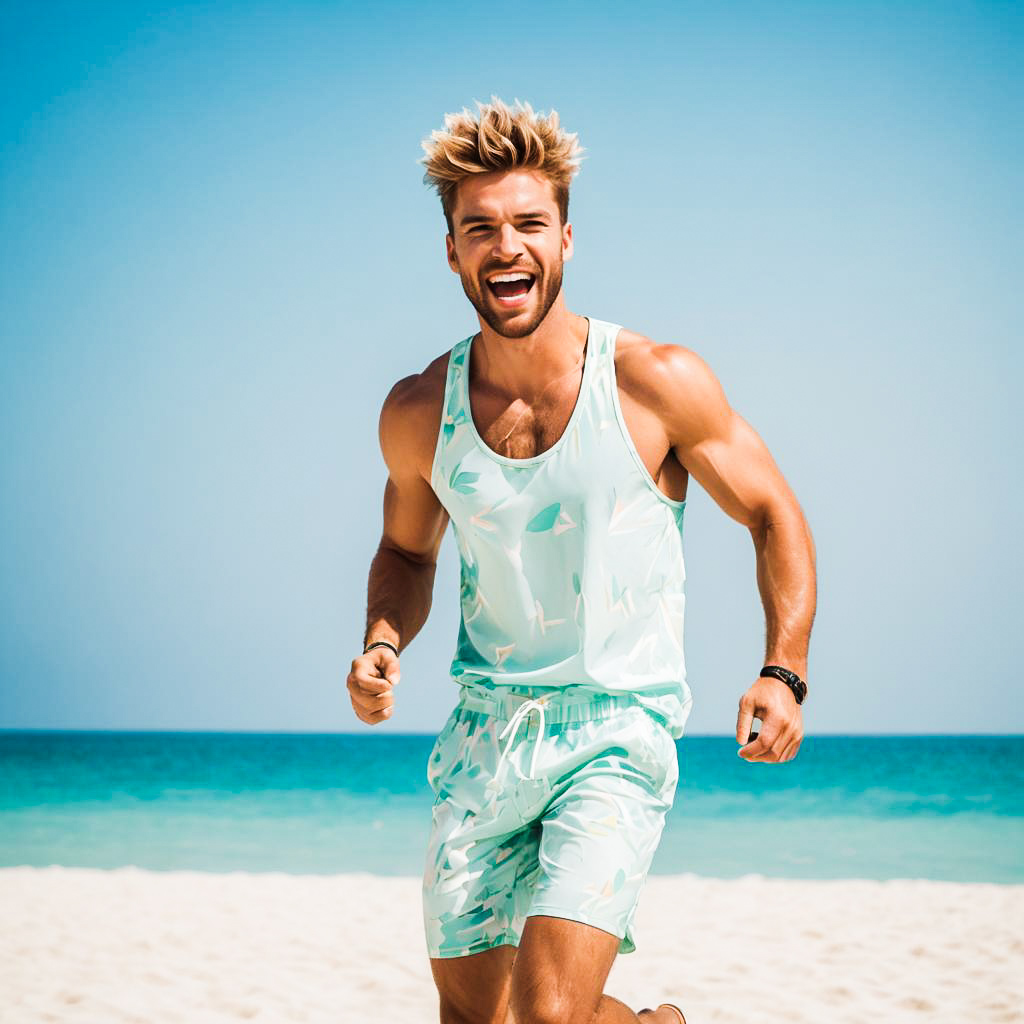 Energetic Beach Photo-Shoot for Young Man