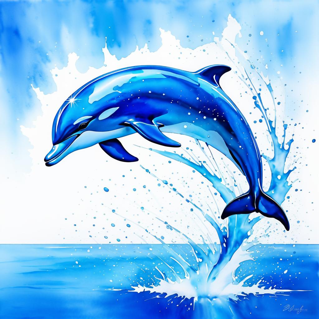 Dynamic Dolphin in Vibrant Watercolor