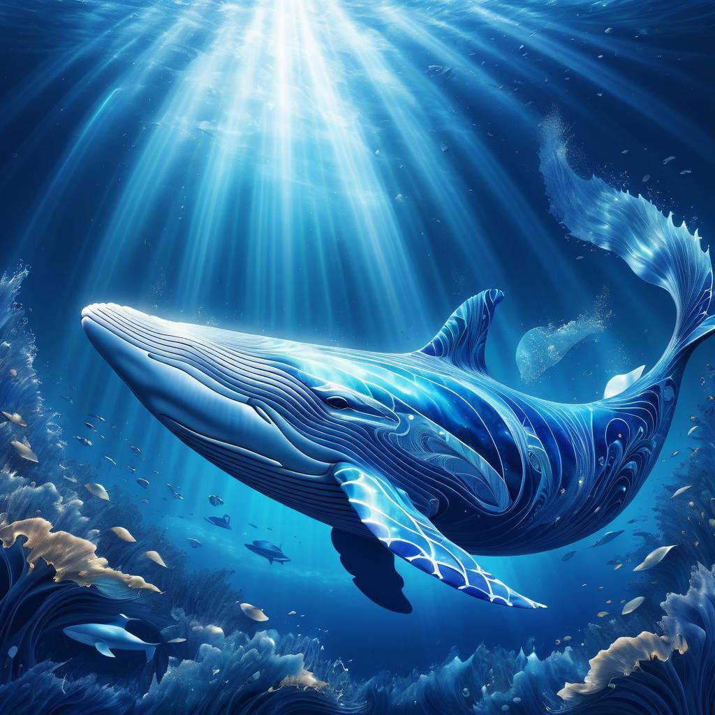 Dreamlike Whale Beneath Serene Waves