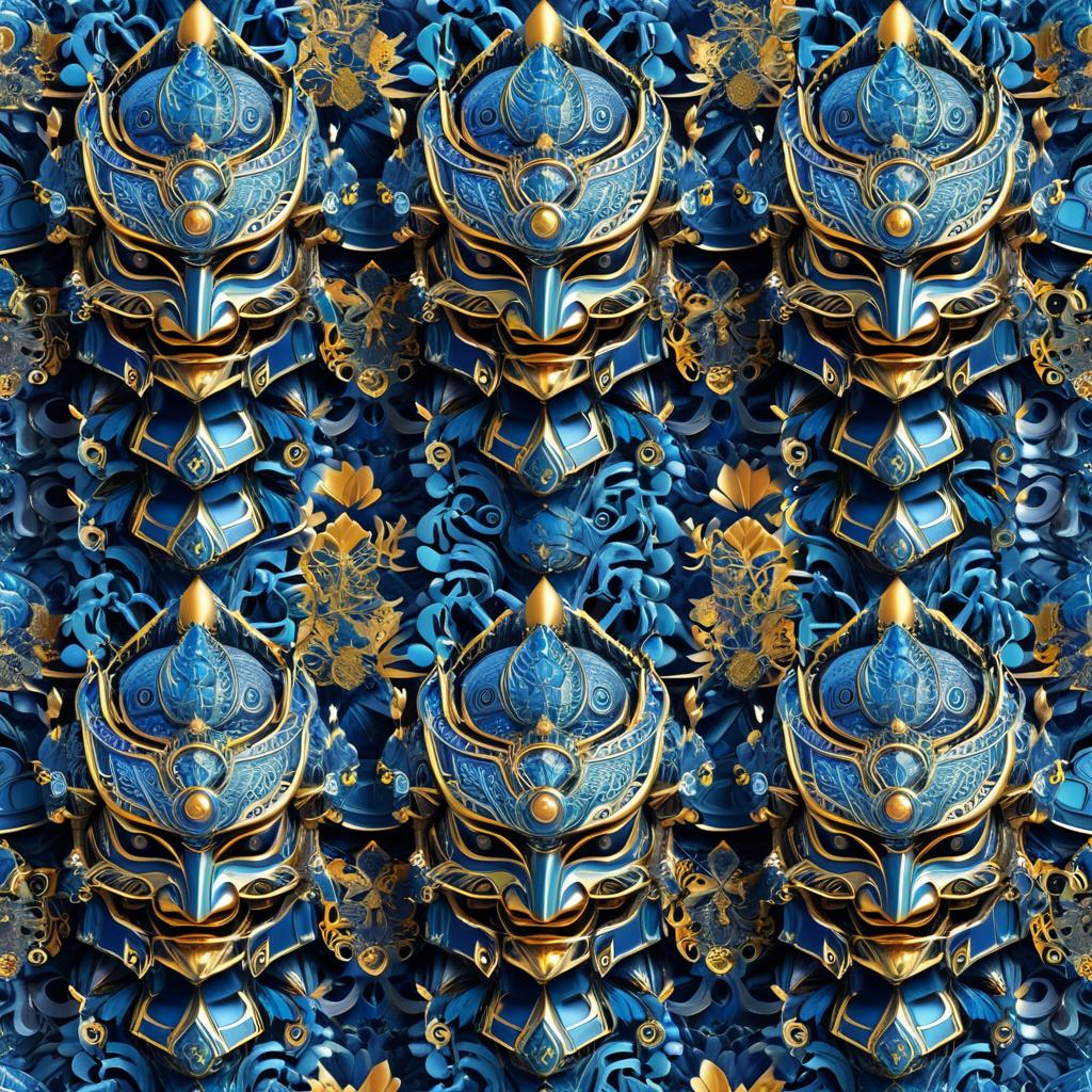 Surreal Ornate Robotic Samurai Pattern