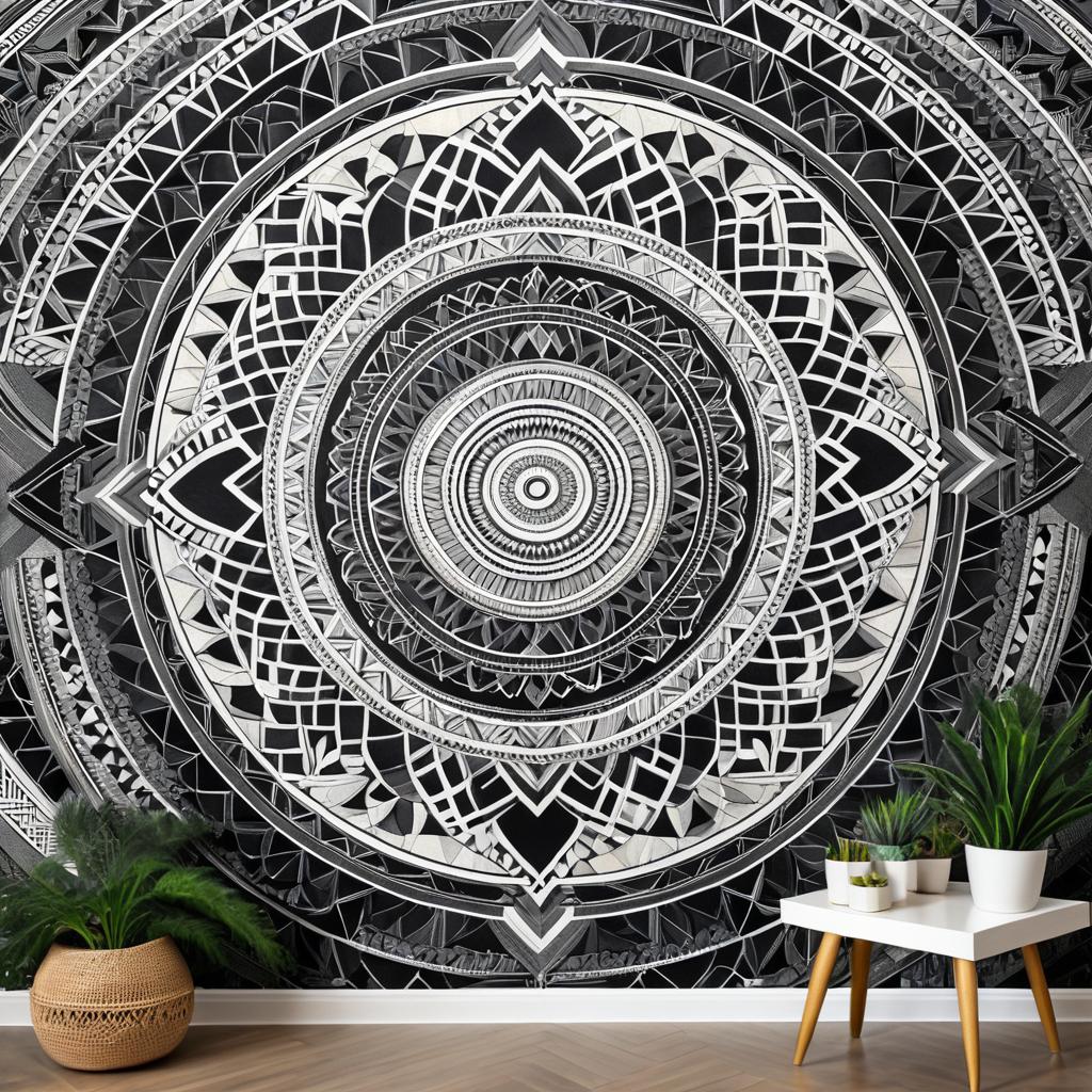 Intricate Geometric Chalk Wall Mural