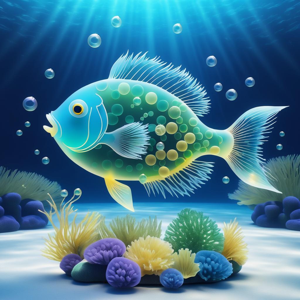 Serene Underwater Scene with Bubble Fish