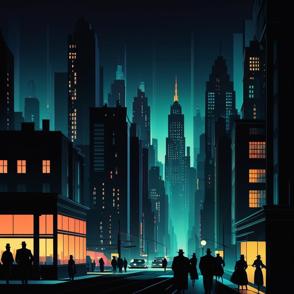 Nighttime Cityscape Animation in Hopper Style