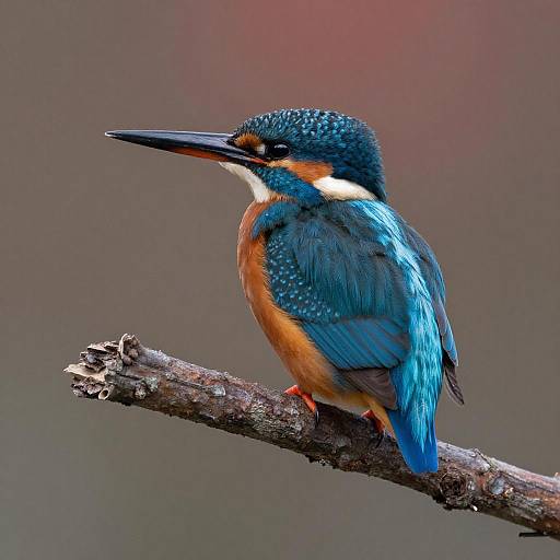 Vivid Kingfisher on a Rustic Branch